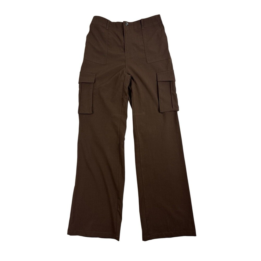 Love Tree Brown Wide Leg Cargo Pants High Rise Utility Stretch Women Large - Picture 2 of 8